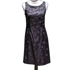 ELLIE Black Sheath Sleeveless Sparkle Cocktail Dress Medium